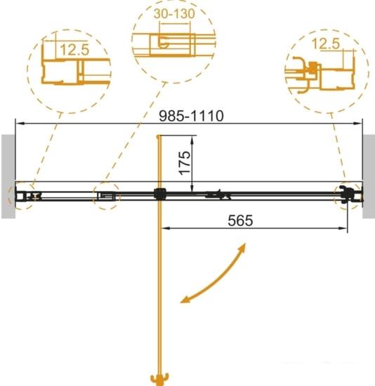 Душевая дверь Cezares Variante-B-1-100/110-C-Cr