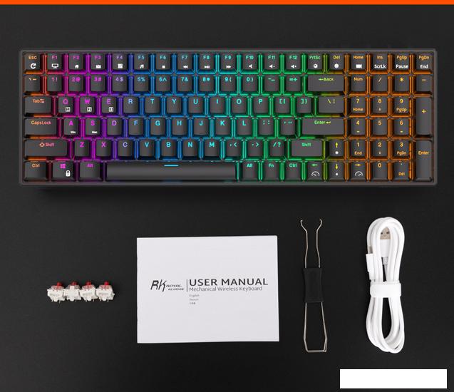 Клавиатура Royal Kludge RK100 RGB (черный, RK Red)