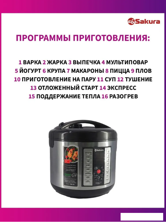 Мультиварка Sakura SA-7766BK