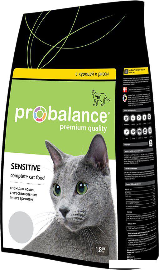 Сухой корм для кошек Probalance Sensitive (с чувствительным пищеварением, с курицей и рисом) 1.8 кг