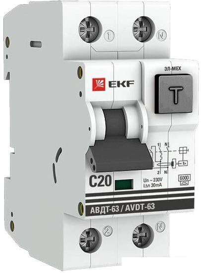 Дифференциальный автомат EKF PROxima АВДТ-63 20А30мА DA63-20-30e