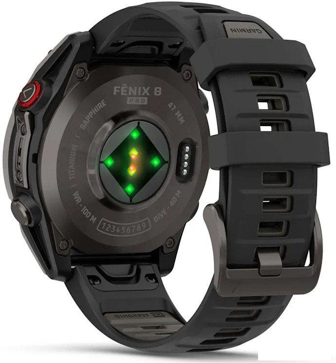 Умные часы Garmin Fenix 8 Pro 47 мм (серый, черный силиконовый ремешок)
