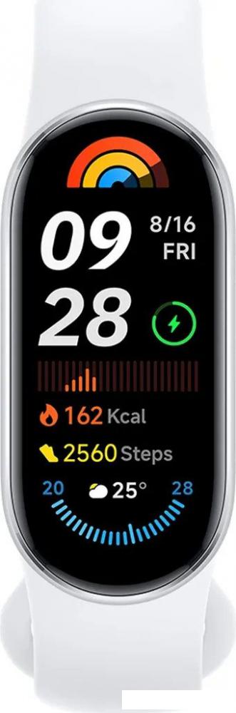Фитнес-браслет Xiaomi Smart Band 9 (серебристый, с белым силиконовым ремешком, международная версия)