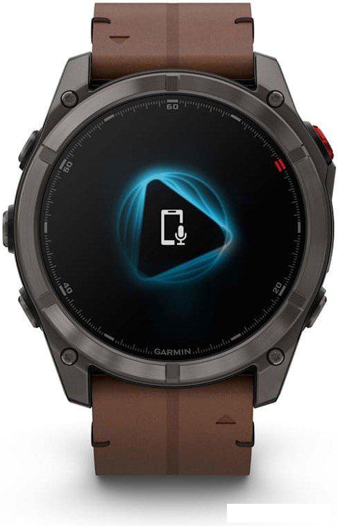 Умные часы Garmin Fenix 8 Pro 51 мм (карбоновый серый, коричневый кожаный ремешок)
