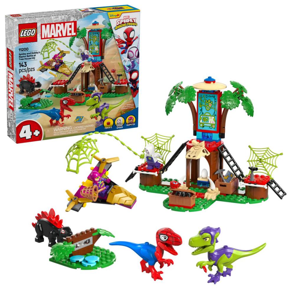 Конструктор LEGO Marvel Битва динозавров Спайди и Гобби возле домика на дереве (11200)