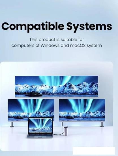 Док-станция Ugreen USB C Triple Display Docking Station 12-in-1 90325
