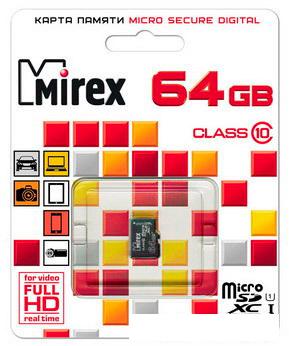 Карта памяти Mirex microSDXC UHS-I (Class 10) 64GB (13612-MC10SD64)