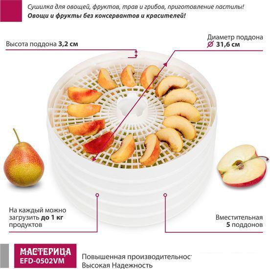 Сушилка для овощей и фруктов Мастерица EFD-0502VM (5 поддонов и 1 поддон для пастилы)