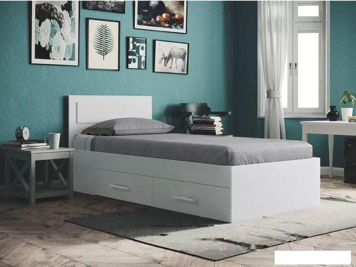 Кровать Mio Tesoro Абрау с ящиками 90x200 (белый текстурный)