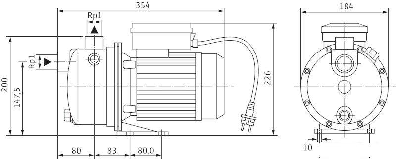 Самовсасывающий насос Wilo Jet WJ 203 X (1~230 В)