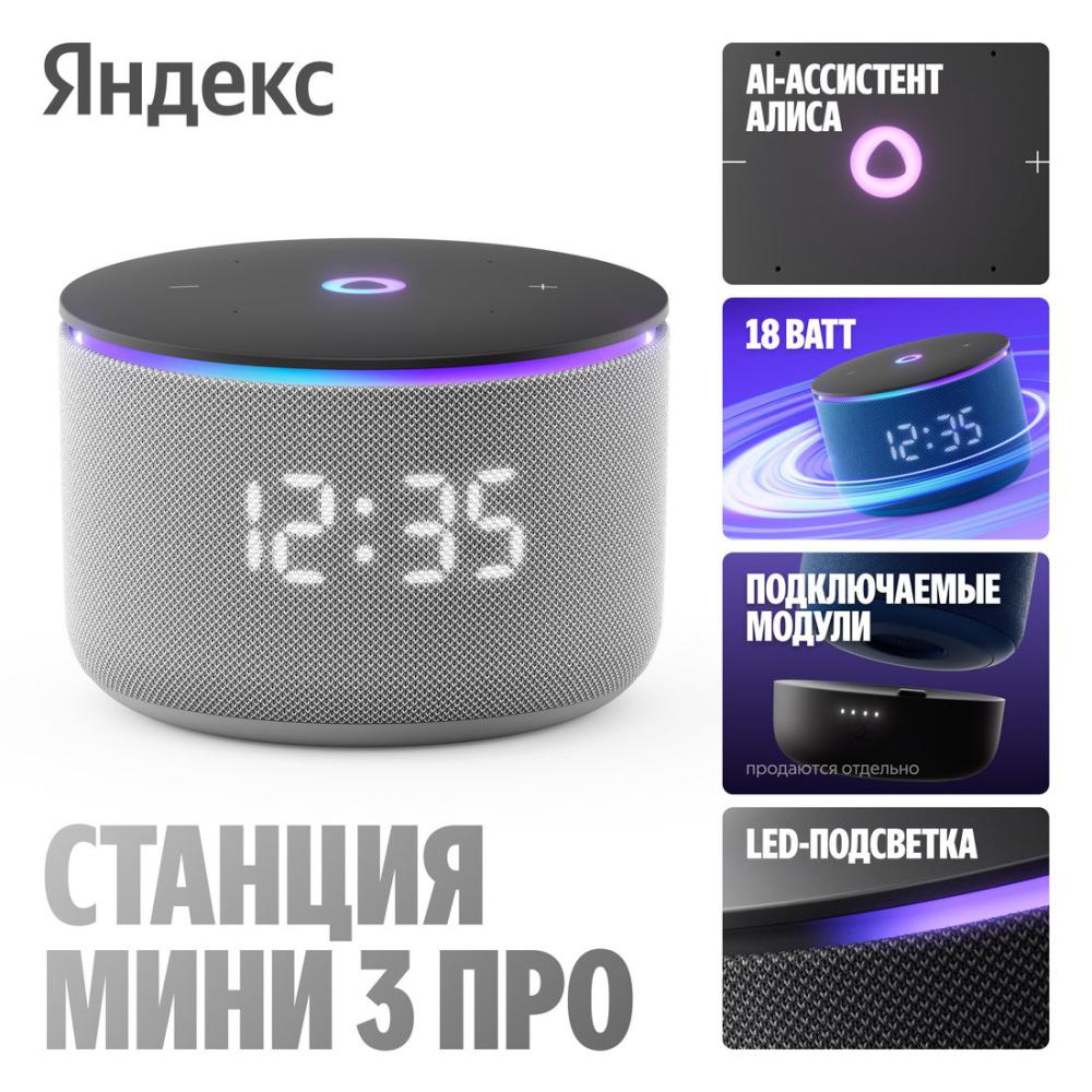Беспроводные и портативные колонки Яндекс Станция Мини 3 Про (серый)