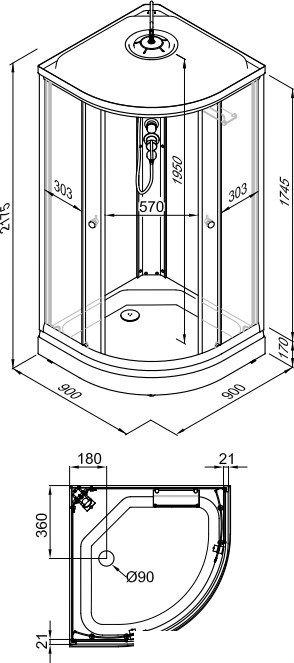 Душевая кабина Triton Вельвет A 90x90