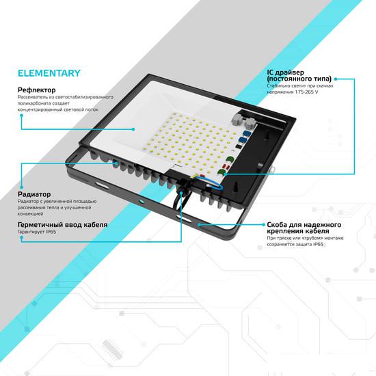 Уличный прожектор Gauss Elementary 200W 6500К 691511200