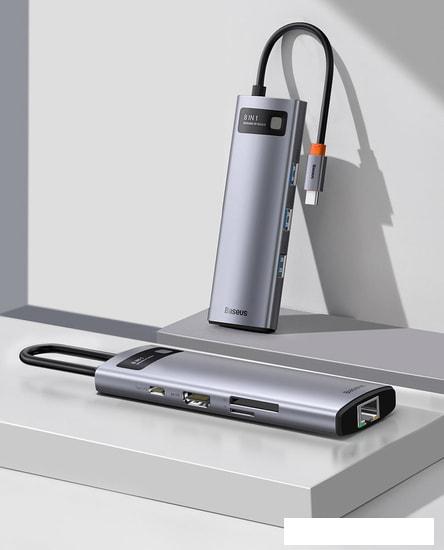 Док-станция Baseus Metal Gleam Series 8-in-1 Multifunctional Type-C HUB Docking Station CAHUB-CV0G