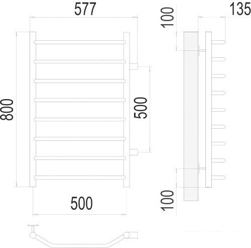 Полотенцесушитель TERMINUS Виктория П8 500x800 бп (хром)